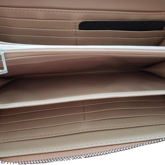 WOMEN'S TAN PU LEATHER GUESS CLUTCH Zip Around WALLET NEW WRISTLET - Picture 6 of 6